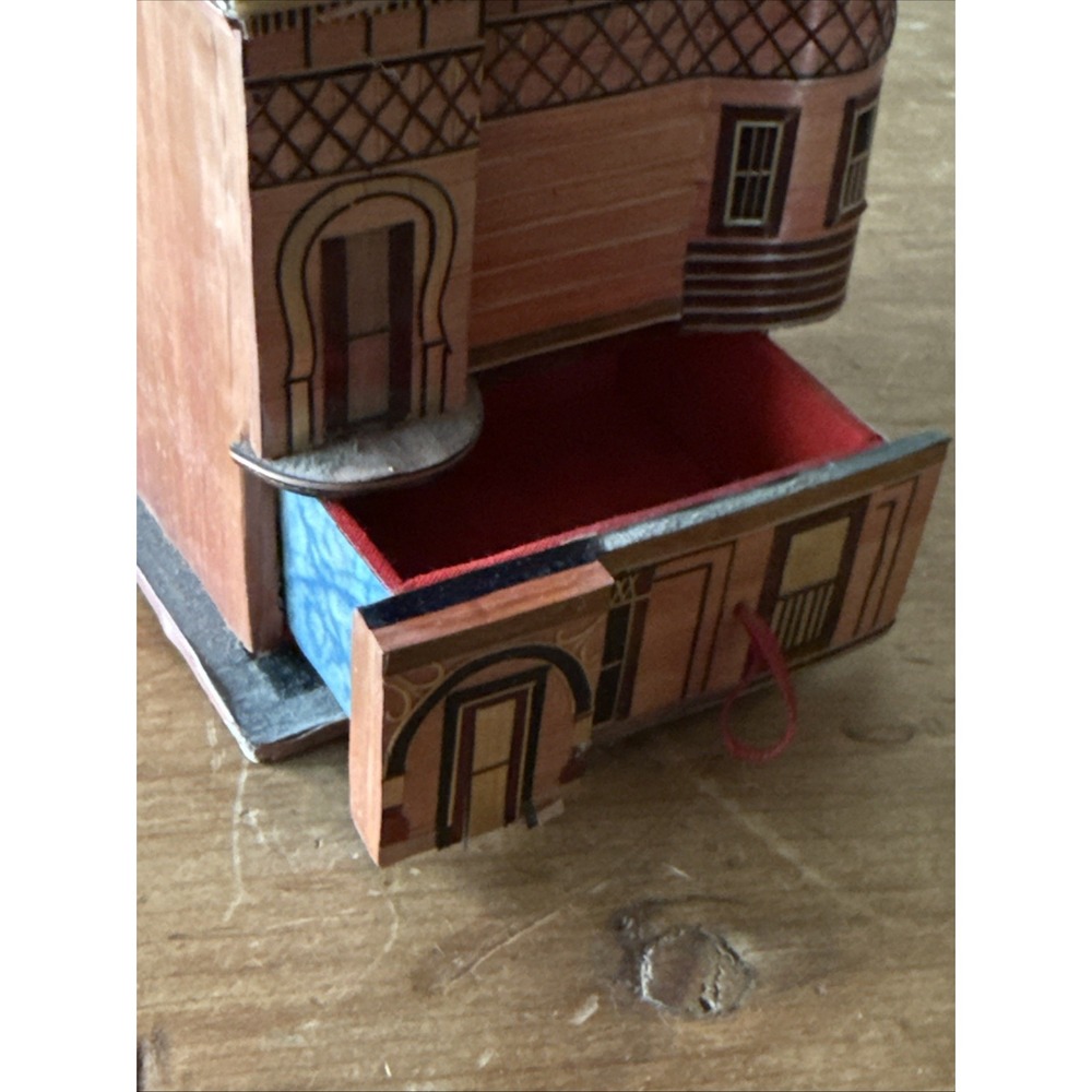 Vintage Chinese Balsa Wood‎ Straw House Trinket Box Philadelphia Meow Reo - Picture 7 of 14
